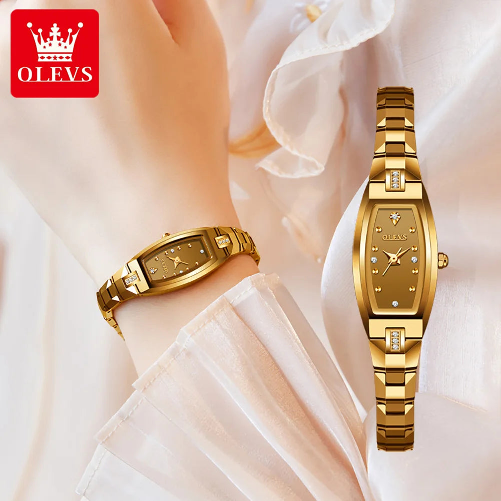 OLEVS 5501 Rose Gold Ladies Noble Watches Diamond Tungsten Steel Strap Waterproof Quartz Women Wristwatches Women's Watch
