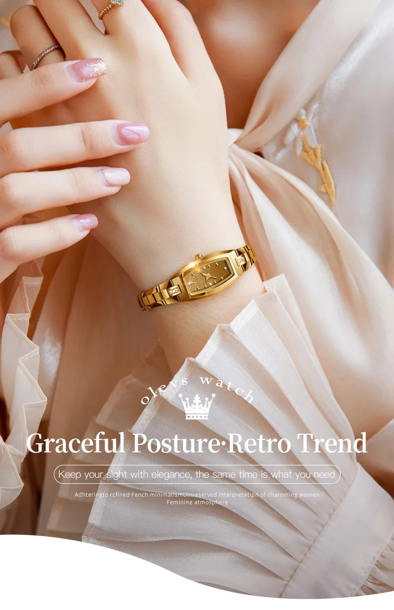 OLEVS 5501 Rose Gold Ladies Noble Watches Diamond Tungsten Steel Strap Waterproof Quartz Women Wristwatches Women's Watch