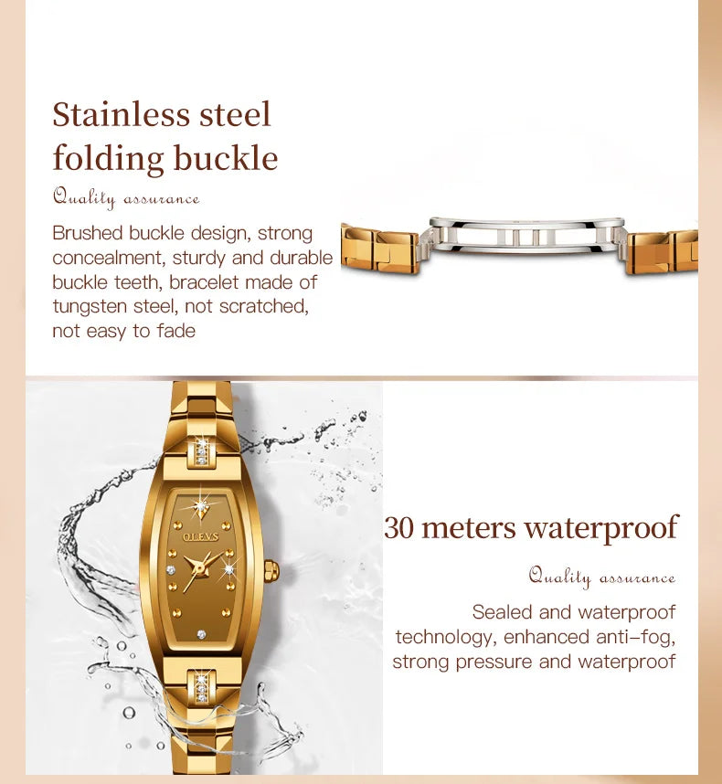 OLEVS 5501 Rose Gold Ladies Noble Watches Diamond Tungsten Steel Strap Waterproof Quartz Women Wristwatches Women's Watch