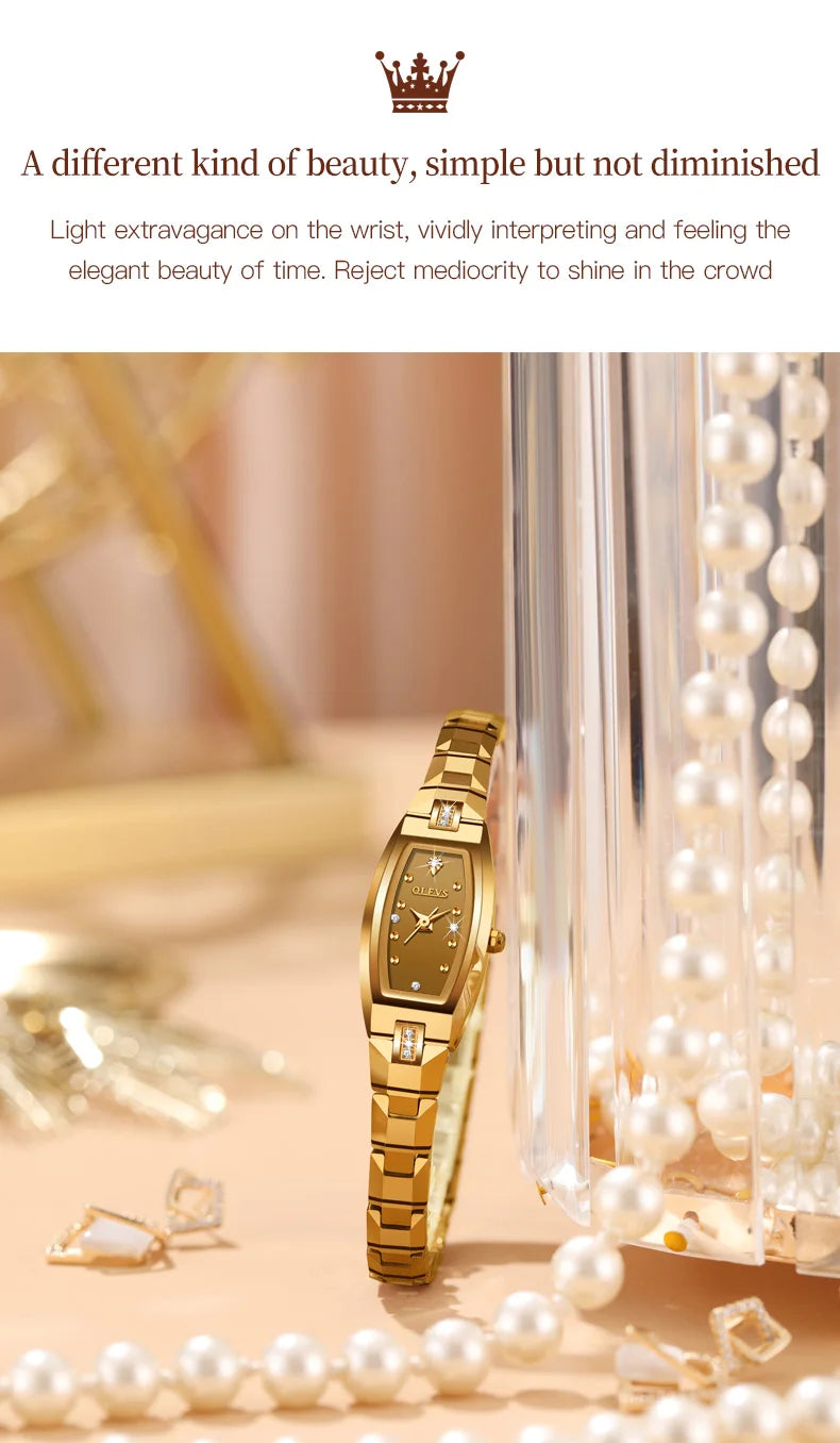 OLEVS 5501 Rose Gold Ladies Noble Watches Diamond Tungsten Steel Strap Waterproof Quartz Women Wristwatches Women's Watch