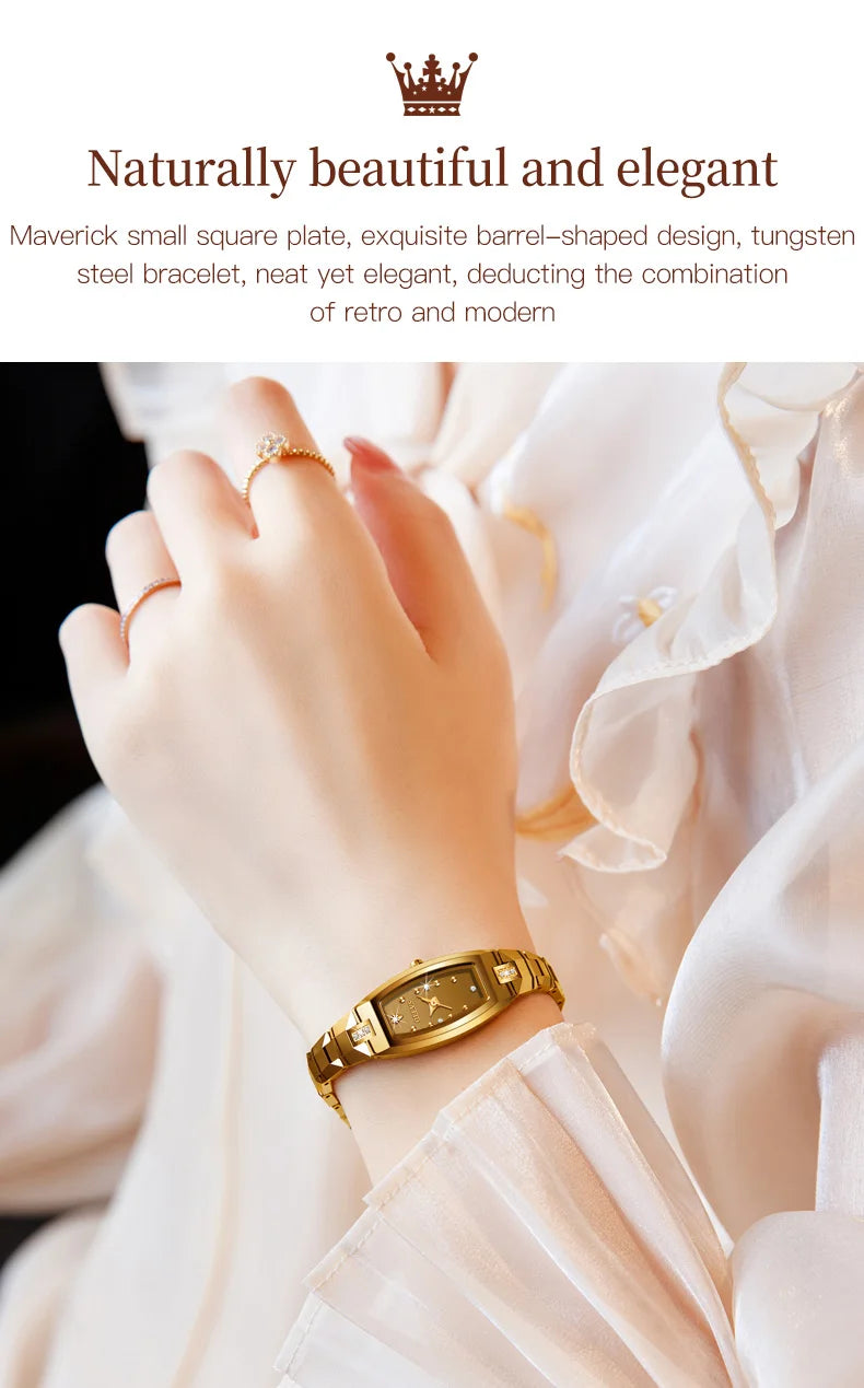 OLEVS 5501 Rose Gold Ladies Noble Watches Diamond Tungsten Steel Strap Waterproof Quartz Women Wristwatches Women's Watch